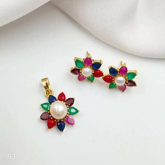 Multicolor Floret Designer Pendent Set