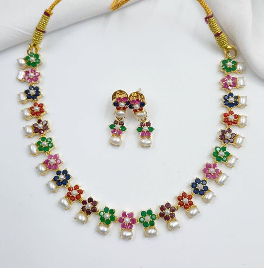 Multicolour Floret Designer Necklace Set