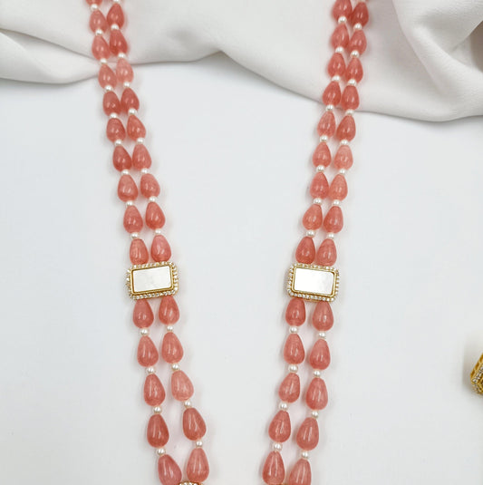 Square Shaped Pendent Designer Beads Long Set