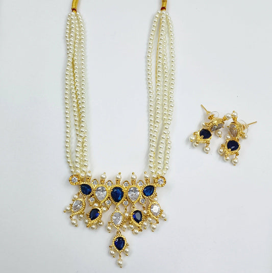 Trendy Blue & White Color Stone Studded Adjustable Thread Tanmani