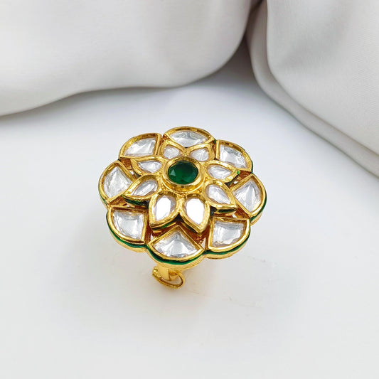 Trendy Kundan Floret Designer Finger Ring