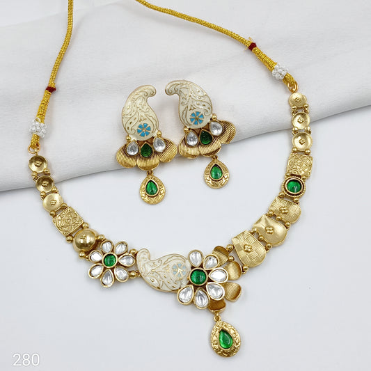 Floret Designer Rajwadi Finish Necklace Set