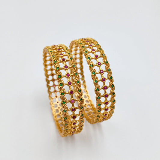 Precious Temple Floret Designer Bangles