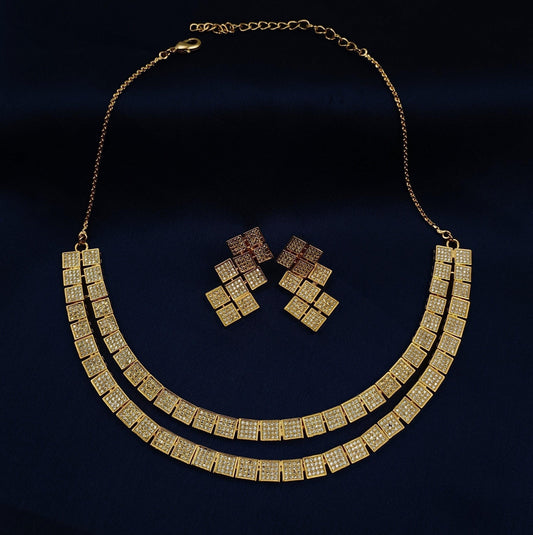 Square Designer Diamond Necklace Set