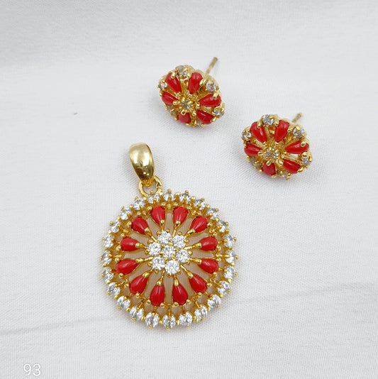 Round Shape Designer Coral Pendant Set