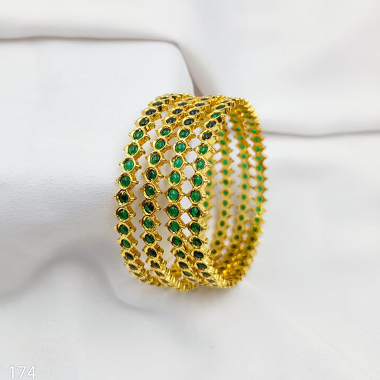 Blissful Designer Green Onex Stone Studded Bangles