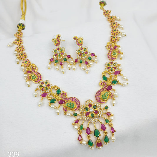 Multicolour Peacock Designer Necklace Set