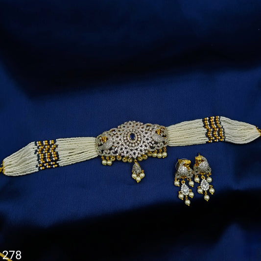 Stunning Peacock Designer Chida Beads Choker Set