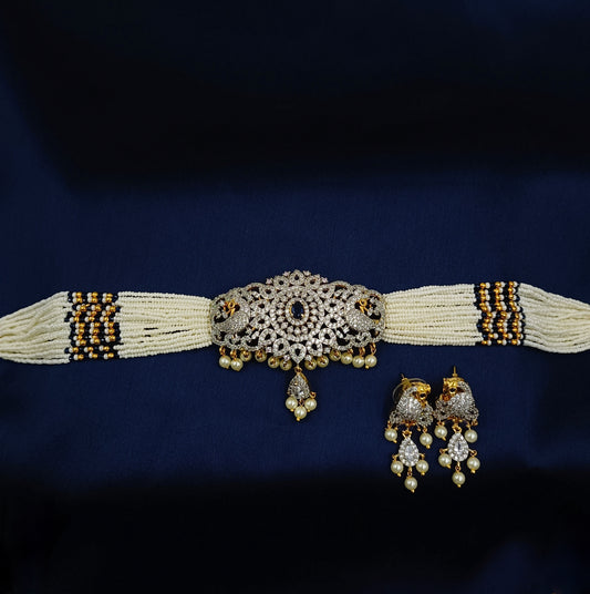 Stunning Peacock Designer Chida Beads Choker Set