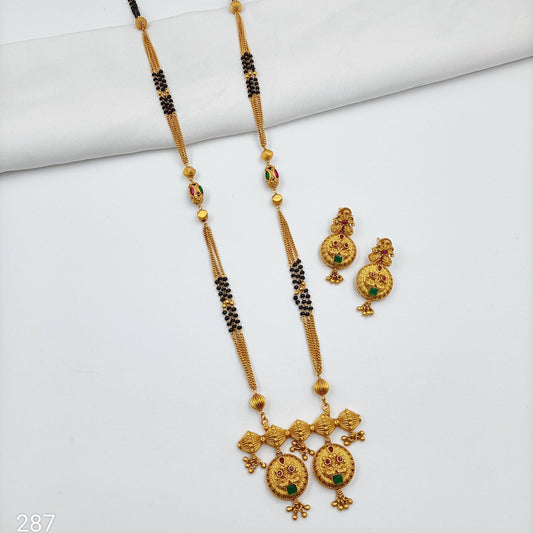 Sparkling Floret Designer Matte Long mangalsutra