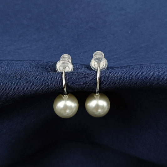 Pretty Grey Color Pearls Studded 92.5 Silver Earrings