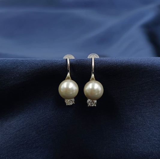 Pretty Grey Color Pearls Studded 92.5 Silver Earrings