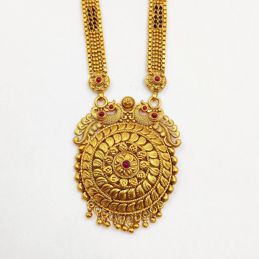 Peafowl Designer Temple Finish Long Mangalsutra