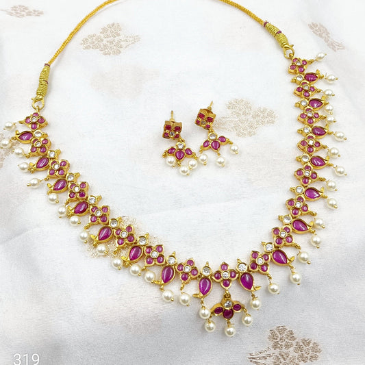 Sparkling Floret Designer Necklace Set