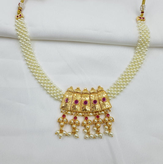 Gorgeous Designer Golden Finish Pearl Choker