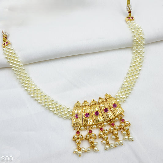 Gorgeous Designer Golden Finish Pearl Choker