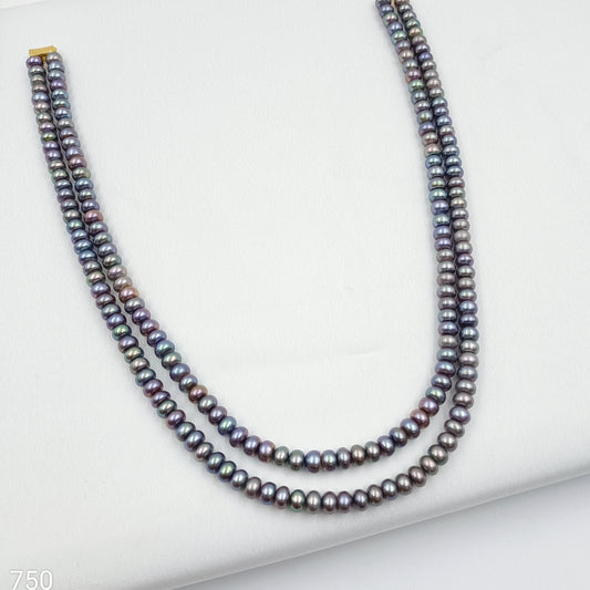 Precious Grey Color Real Pearls Studded 2 Layer Mala