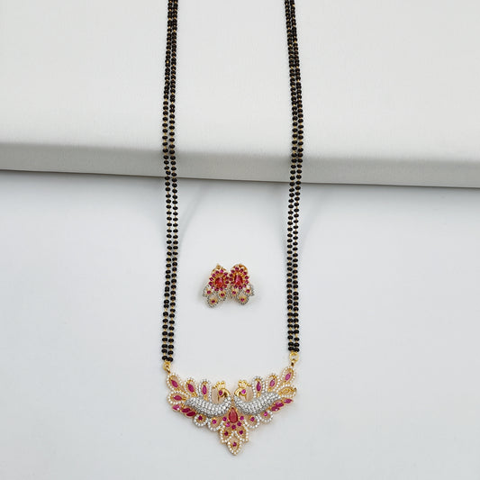 Glossy Peacock Designer CZ Mangalsutra