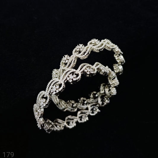 Gleaming Designer Silver Finish Cz Bangles