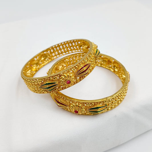 Meena Work Floret Designer 1 Gram Finish Bangles