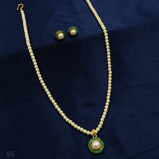 Green Color Floret Designer Pearls Set