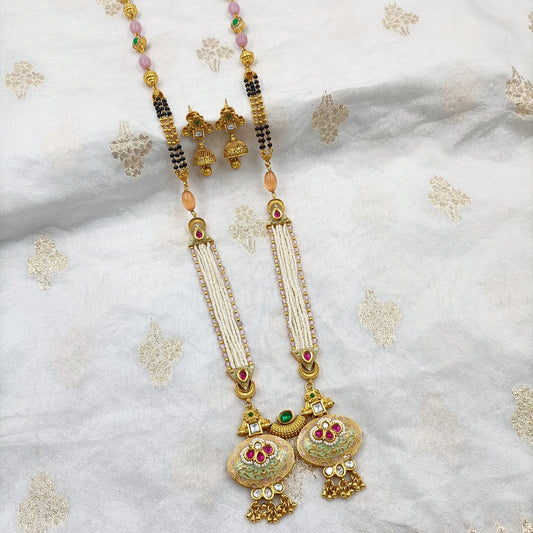 Unique Oval Shaped Designer Rajwadi Mangalsutra