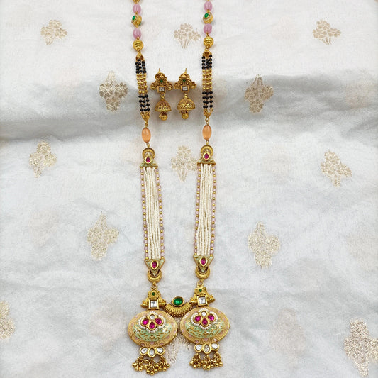 Unique Oval Shaped Designer Rajwadi Mangalsutra