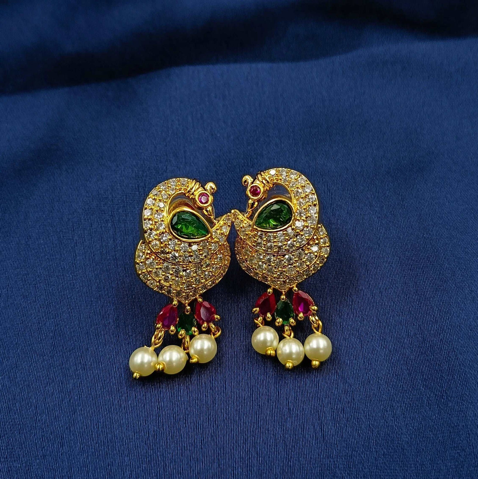 Luminous Peacock Designer Pearls Tanmani Set