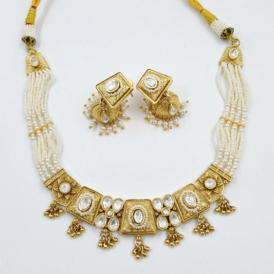 Splendid Designer Antique Finish Pearl Choker Set