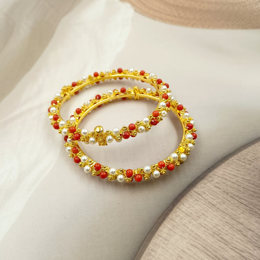 Lavish Trendy Designer Pearls & Coral Bangles