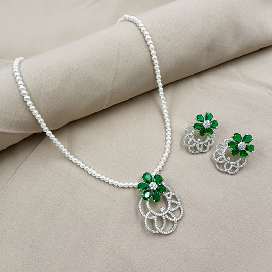 Captivating Floret Designer Single Line Pearls Set