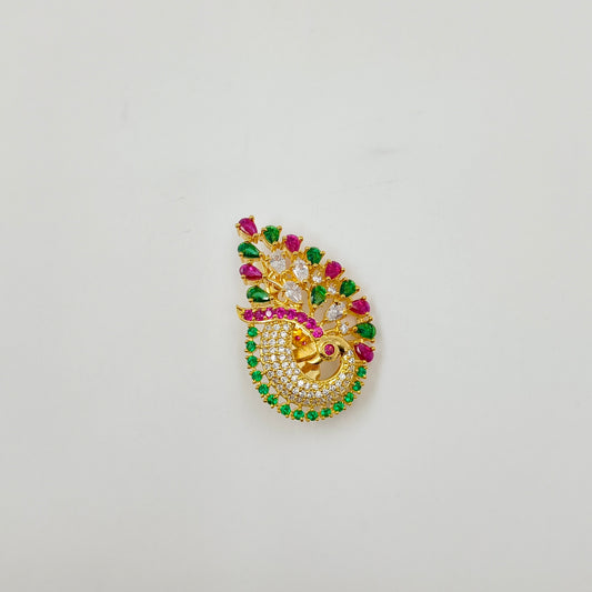 Blooming Peacock Designer Sari Pin