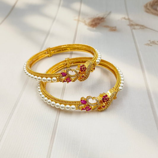 Trendy Peacock Designer Pearls Bangles