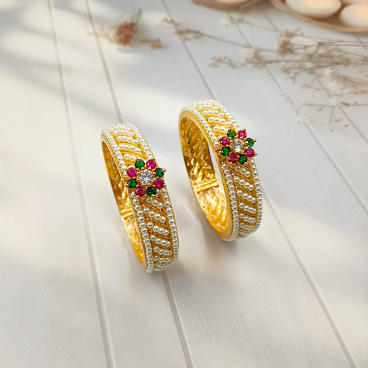 Pretty Floret Designer Pearls Bangles