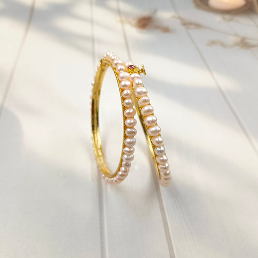 Gleaming Designer Fresh Water Pearls Bangles
