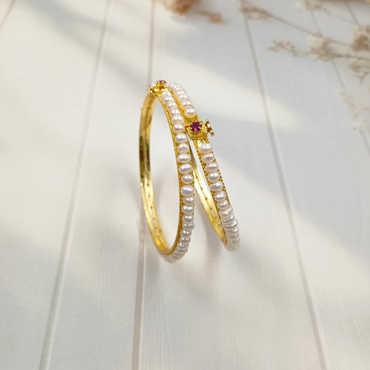 Glossy Designer Fresh Water Pearls Bangles