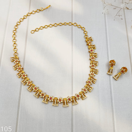 Luminous Designer Trendy AD Necklace Set