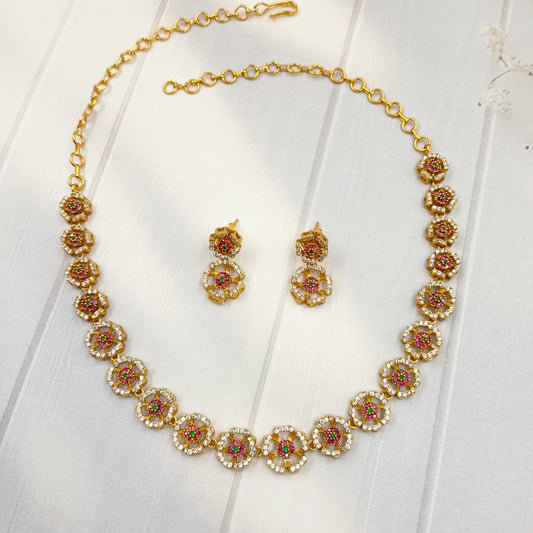 Decorous Designer Trendy AD Necklace Set
