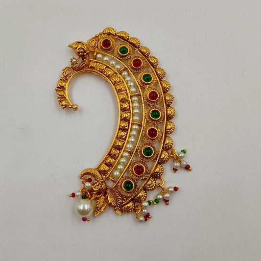 Traditional Peacock Pearl Ear Cuffs