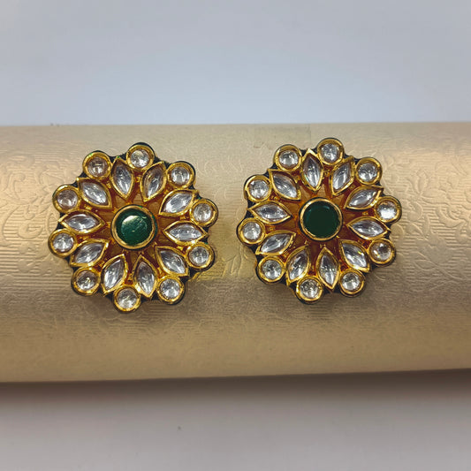 Green Floral Kundan-Style Tops