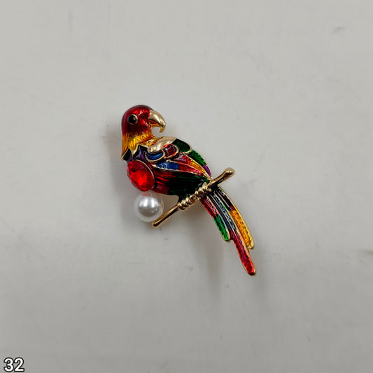 Elegant Multicolour Parrot Saree Pin