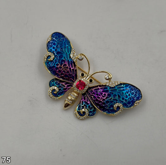 Elegant Multicolour Butterfly Saree Pin
