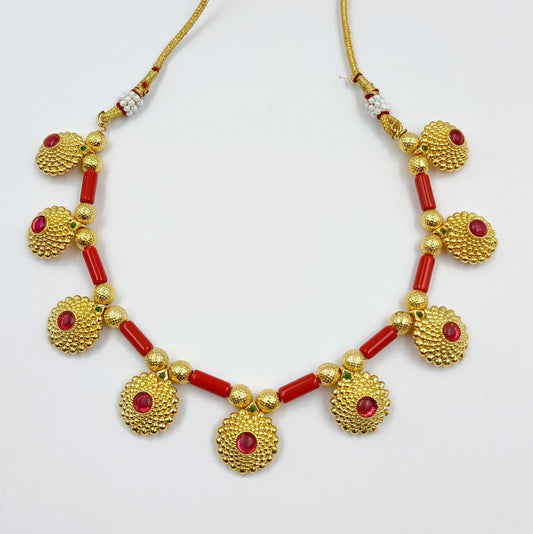 Trendy Coral Designer Thushi - Shree Radhe Pearls