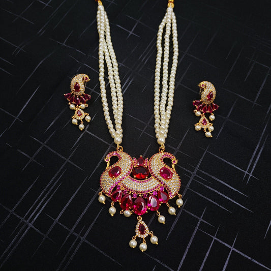 Unique Peacock Designer Tanmani Necklace Set