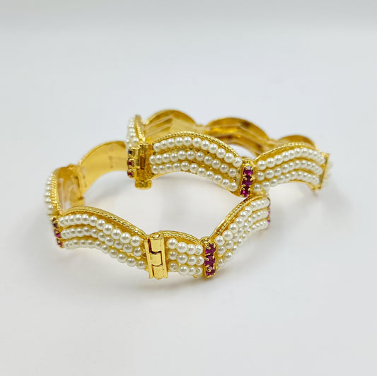 Waki Pattern Pearls Bangles - Shree Radhe Pearls