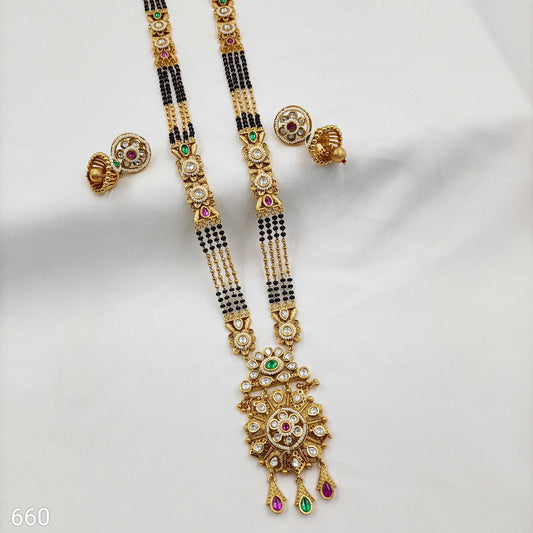 Floret Designer Kundan Studded Long Mangalsutra