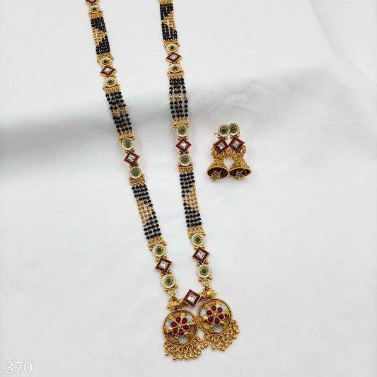 Precious Floret Designer Rajwadi Finish Long Mangalsutra