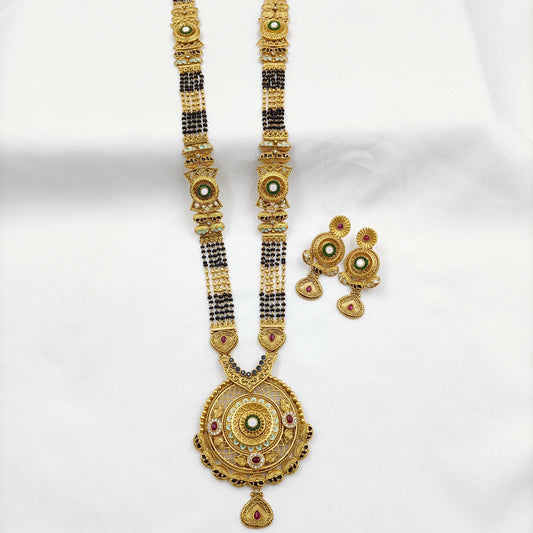 Gleaming Floret Designer Rajwadi Long Mangalsutra