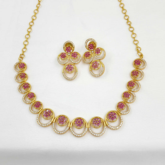 Round Floret Designer Short Necklace Set