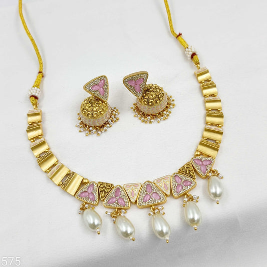 Decorous Designer Rajwadi Finish Necklace Set